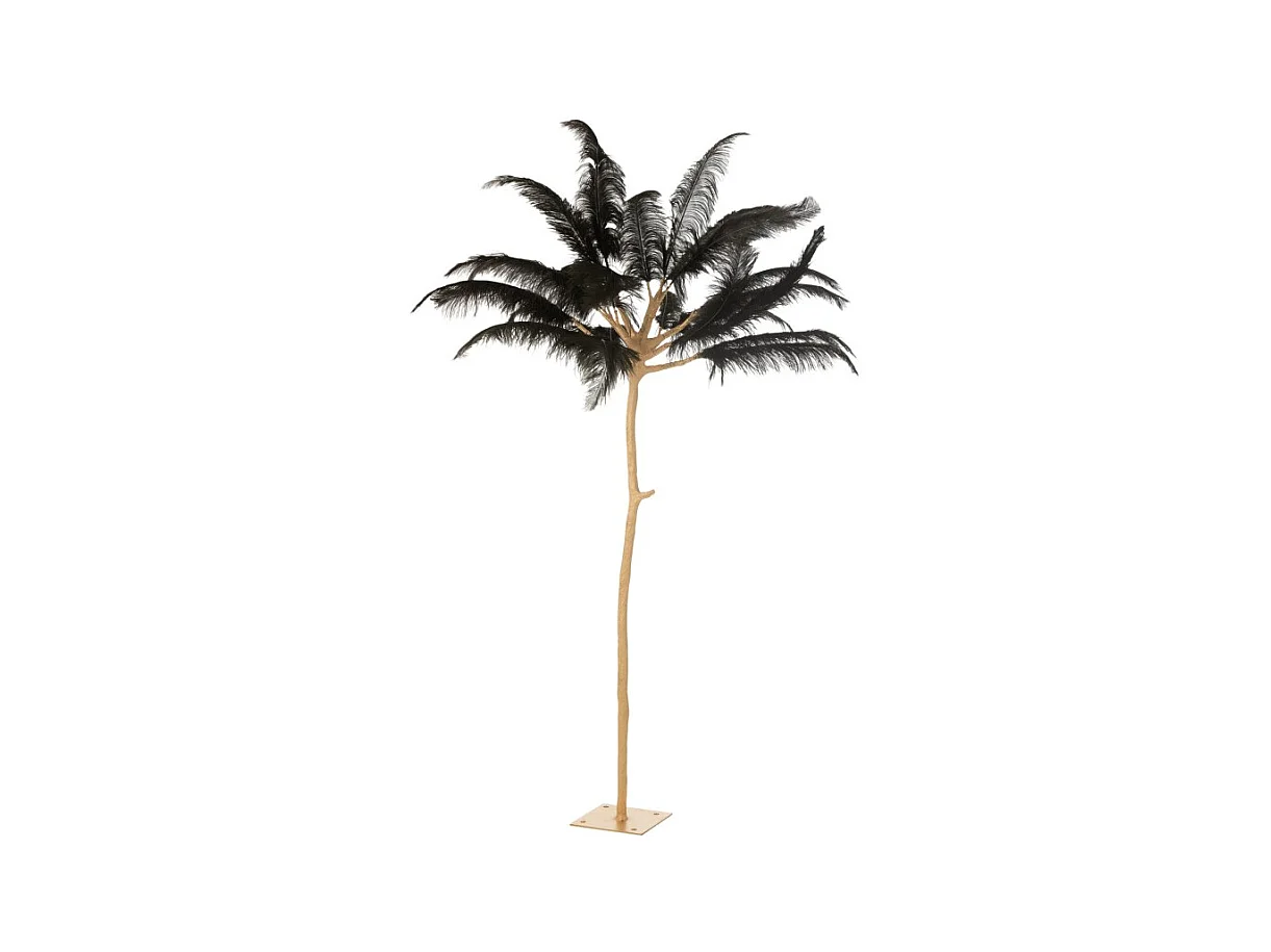 Árbol de plumas de acero dorado y negro 140x140x190 cm