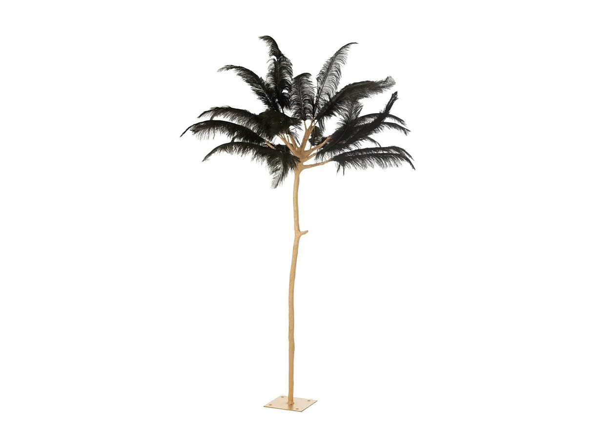 Árbol de plumas de acero dorado y negro 140x140x190 cm