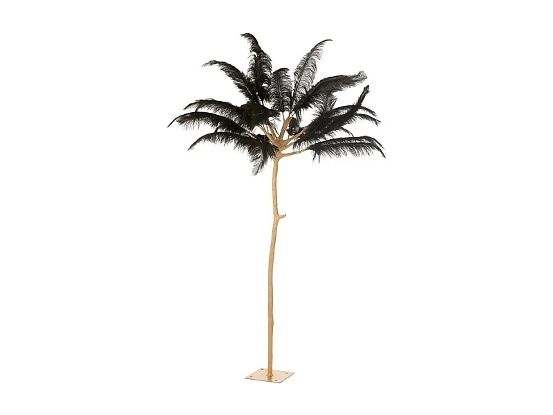 Árbol de plumas de acero dorado y negro 140x140x190 cm