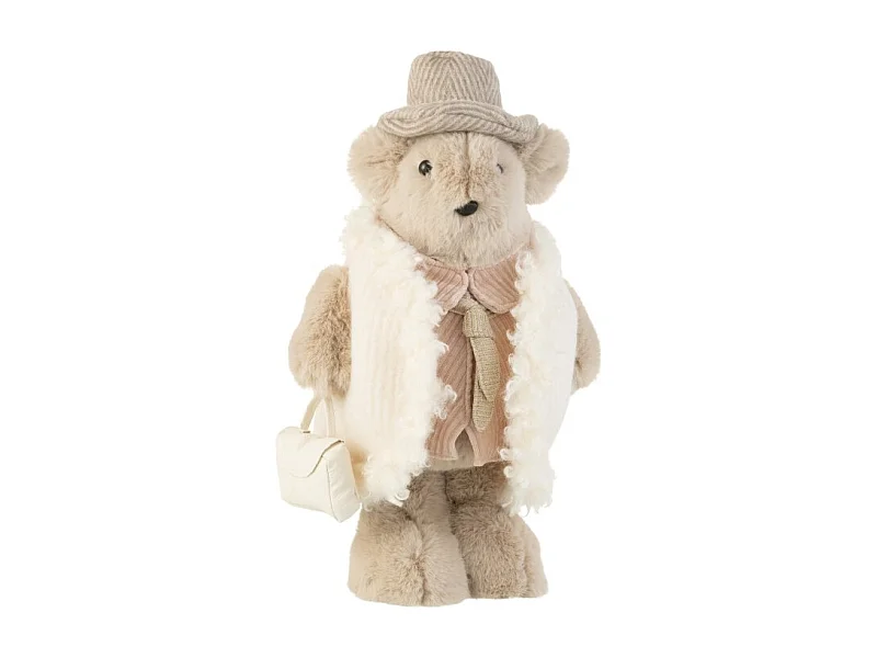 Orso con borsa a mano in beige 23x17x36 cm