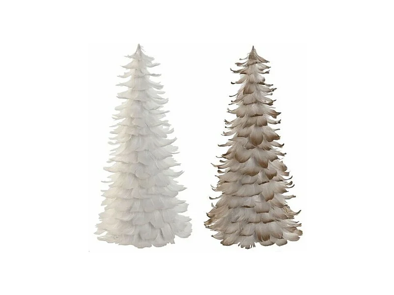 Sapin de Noël Home ESPRIT Blanc Doré Carton Plume 22 x 22 x 46 cm (2 Unités)