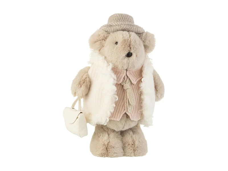 Orso con borsa a mano in beige 25x19x41 cm