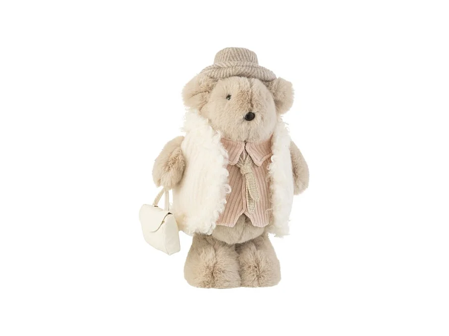 Orso con borsa a mano in beige 25x19x41 cm