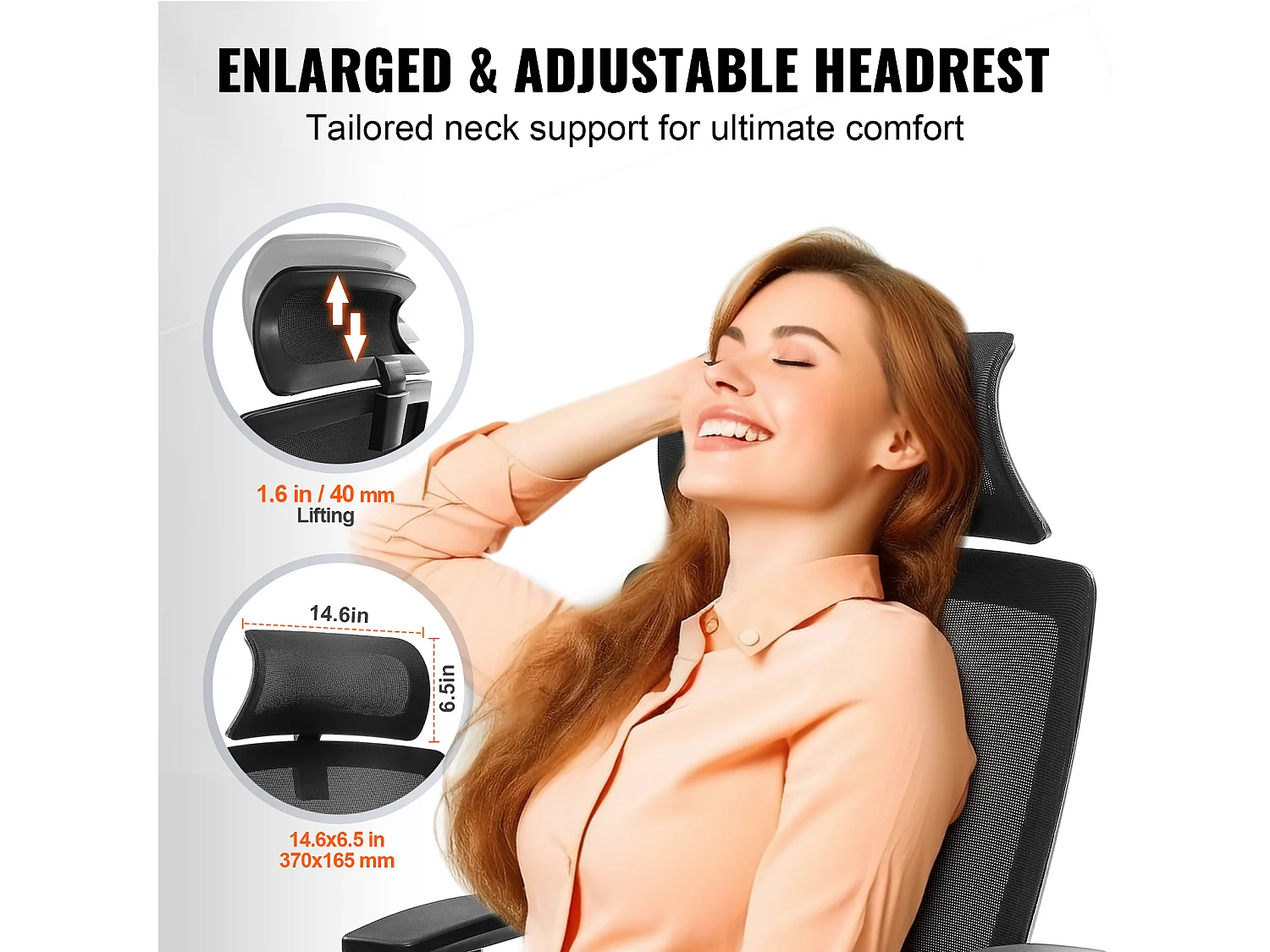 Ergonomiczny Fotel Biurowy, SucceBuy, Obrotowy Fotel Biurowy z Siatki, Podparcie Odcinka Lędźwiowego Kręgosłupa