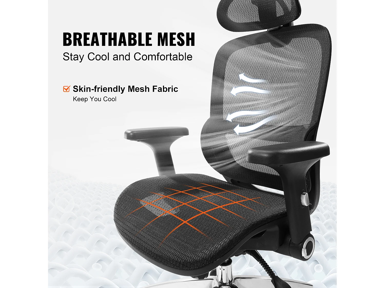 Chaise de Bureau Ergonomique, SucceBuy Chaise de Bureau Ergonomique en Maille, Support Lombaire et Tête