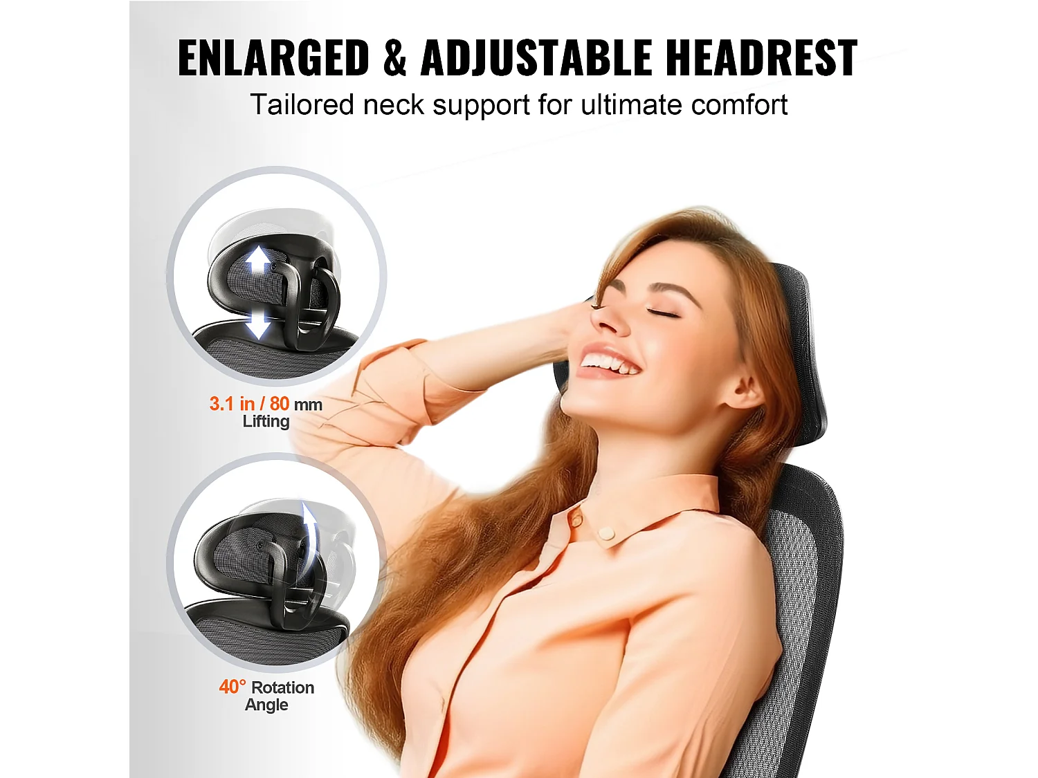 Chaise de Bureau Ergonomique, SucceBuy Chaise de Bureau Ergonomique en Maille, Support Lombaire et Tête