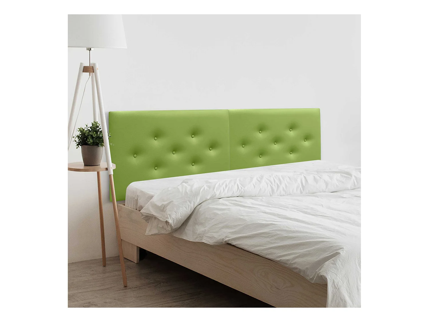 DHOME Tête de Lit en Similicuir avec 3 Rangées de Boutons Entrelacées Tête de Lit Rembourrée de Luxe (Vert, 210cm (2 pièces))