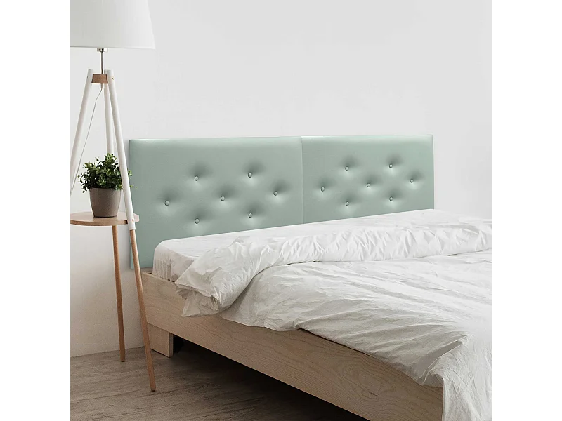 DHOME Tête de Lit en Similicuir avec 3 Rangées de Boutons Entrelacées Tête de Lit Rembourrée de Luxe (Vert Agua, 190cm (2 pièces))