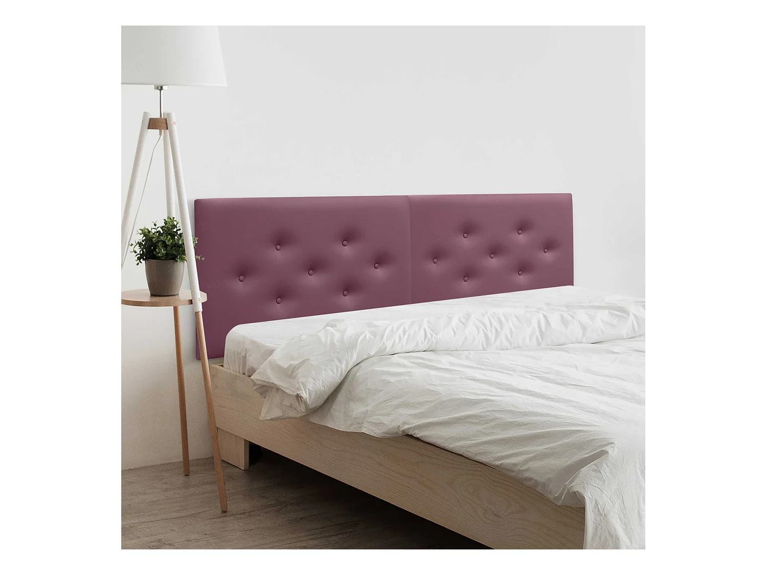 DHOME Tête de Lit en Similicuir avec 3 Rangées de Boutons Entrelacées Tête de Lit Rembourrée de Luxe (Bordeaux, 180cm (2 pièces))