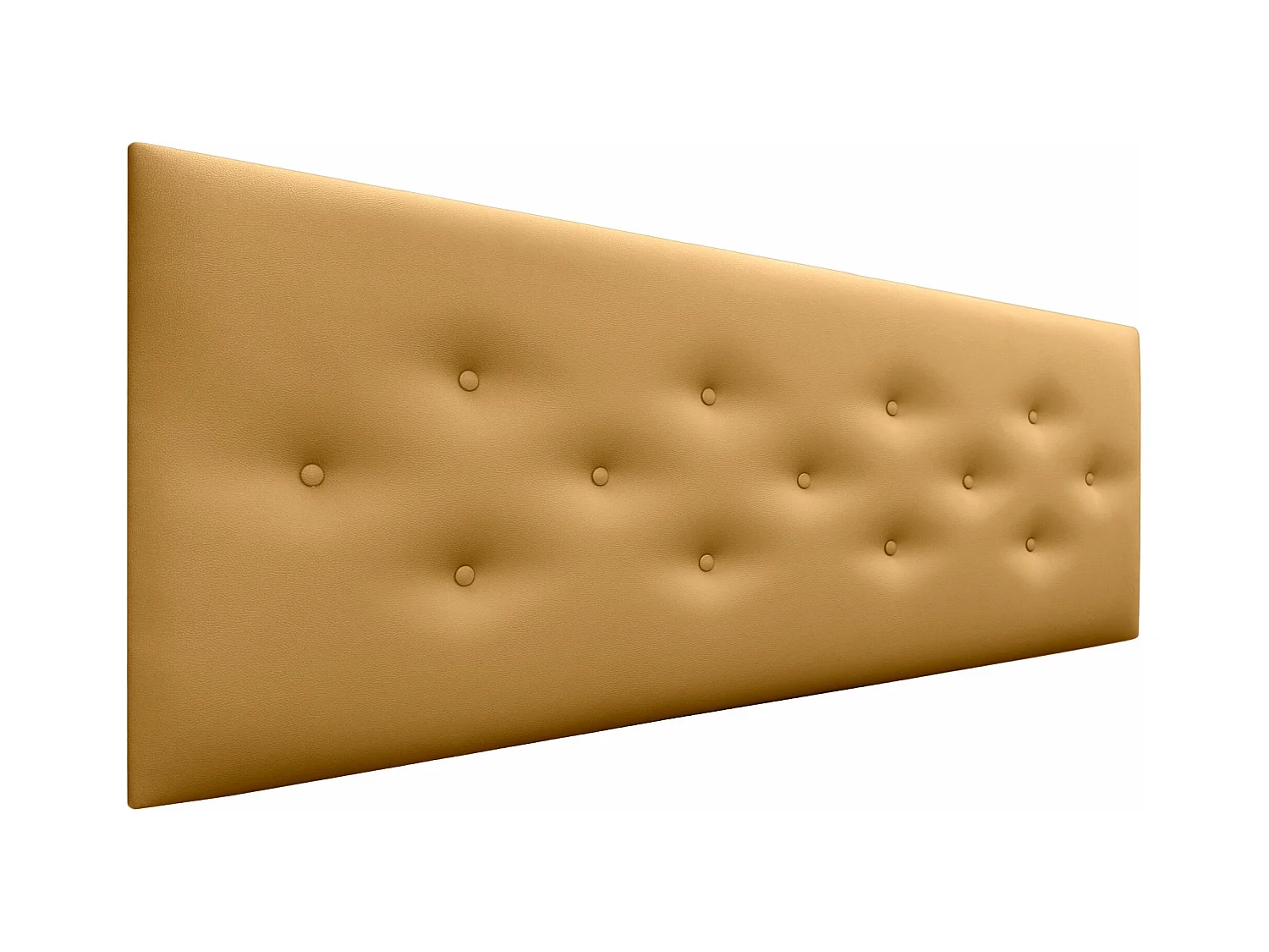 DHOME Tête de Lit en Similicuir avec 3 Rangées de Boutons Entrelacées Tête de Lit Rembourrée de Luxe (Doré, 145cm)