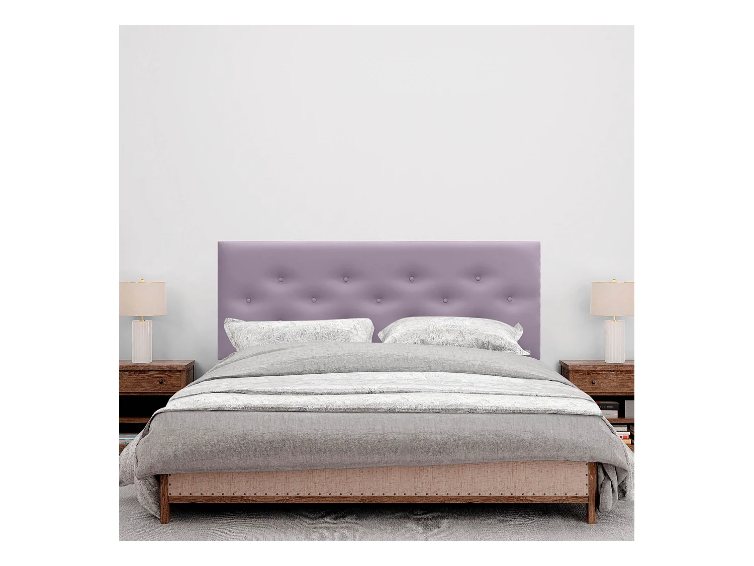 DHOME Tête de Lit en Similicuir avec 3 Rangées de Boutons Entrelacées Tête de Lit Rembourrée de Luxe (Lilas, 160cm)