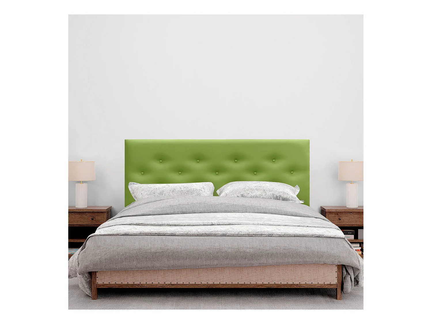 DHOME Testiera in ecopelle con 3 file di bottoni intrecciati Testiera imbottita per letto di lusso (Verde, 135cm)