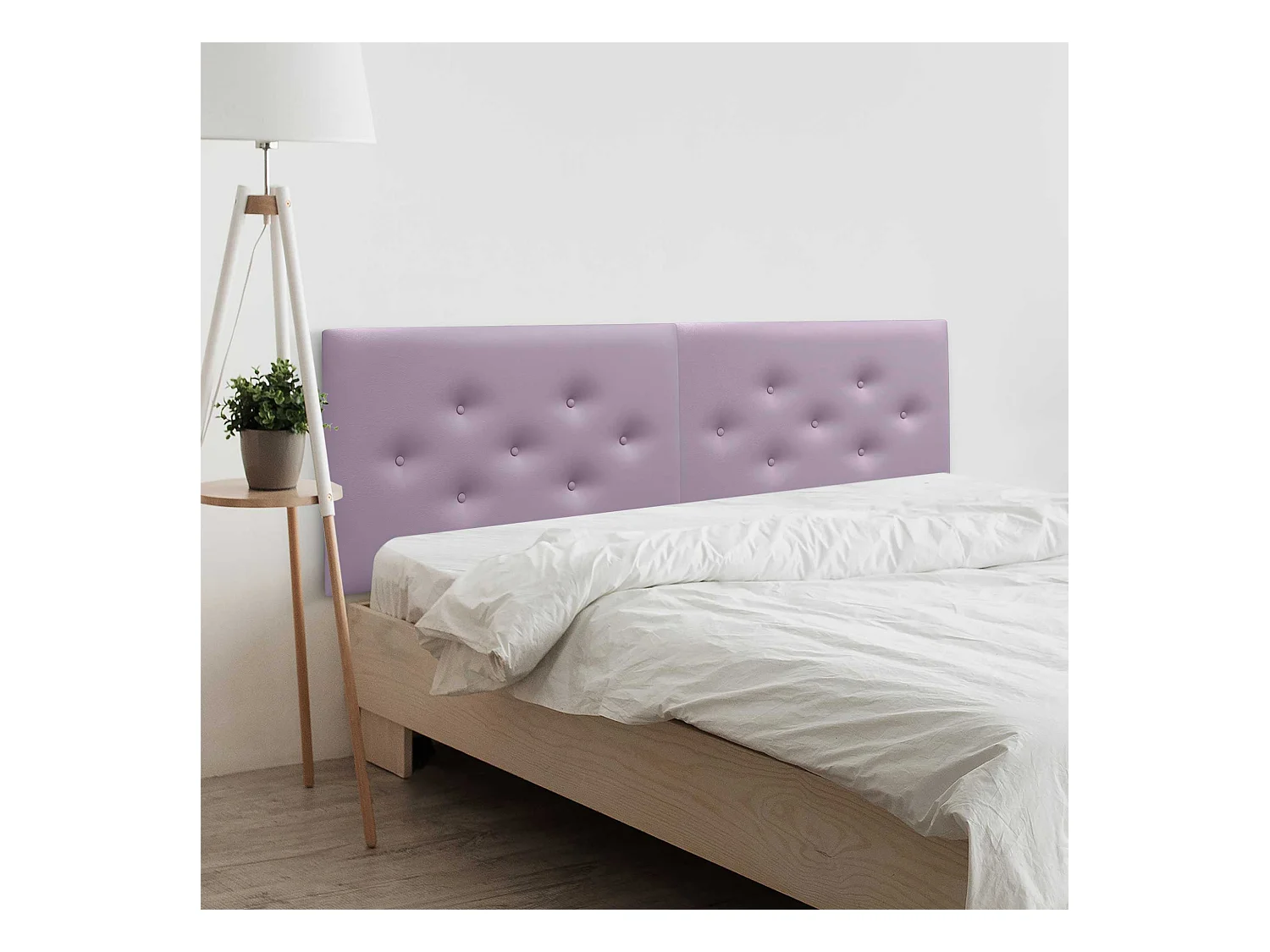 DHOME Tête de Lit en Similicuir avec 3 Rangées de Boutons Entrelacées Tête de Lit Rembourrée de Luxe (Lilas, 220cm (2 pièces))