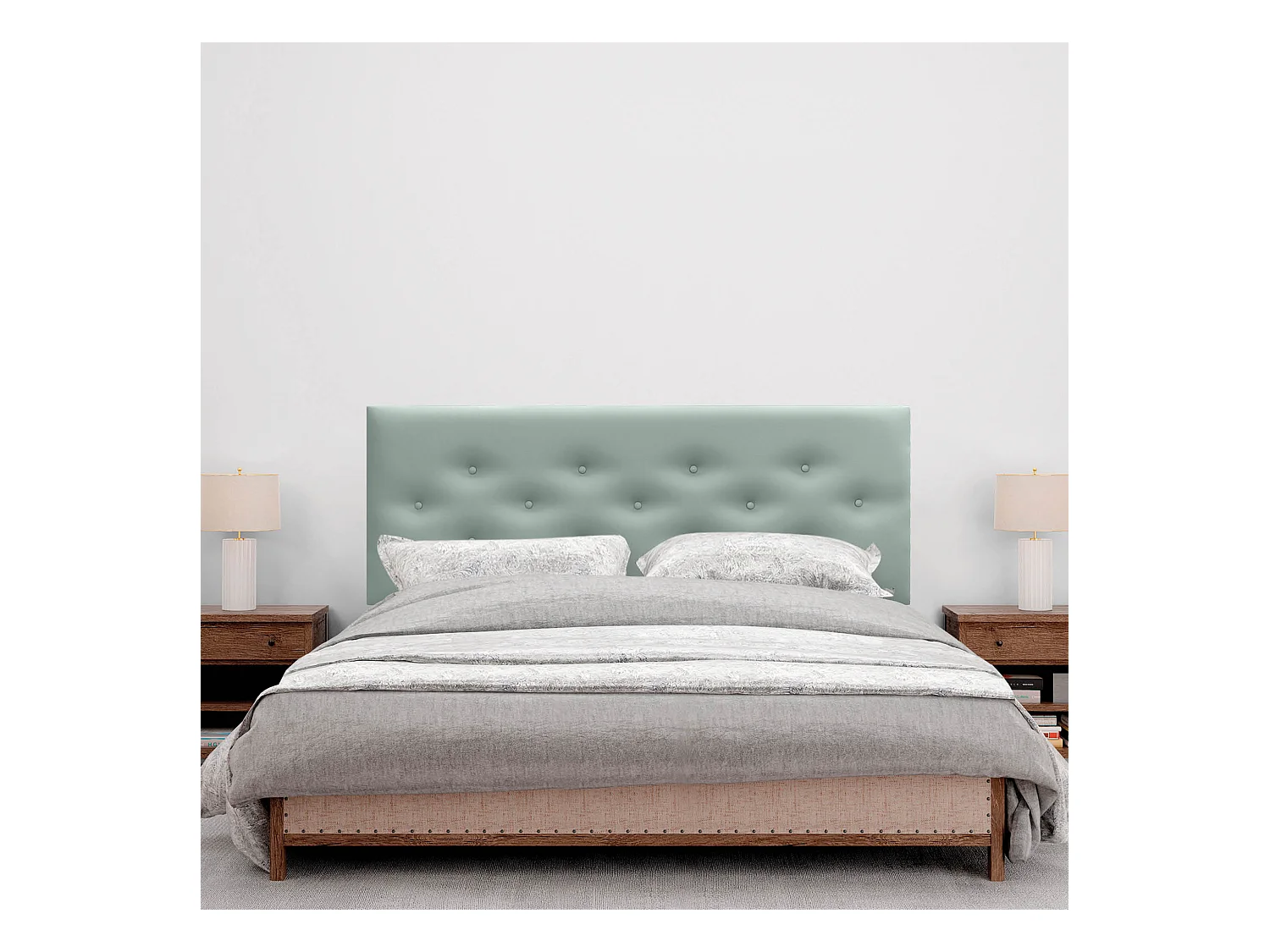 DHOME Tête de lit en simili cuir avec 3 rangées de boutons entrelacés Tête de lit rembourrée pour lit de luxe (Vert, 160cm)