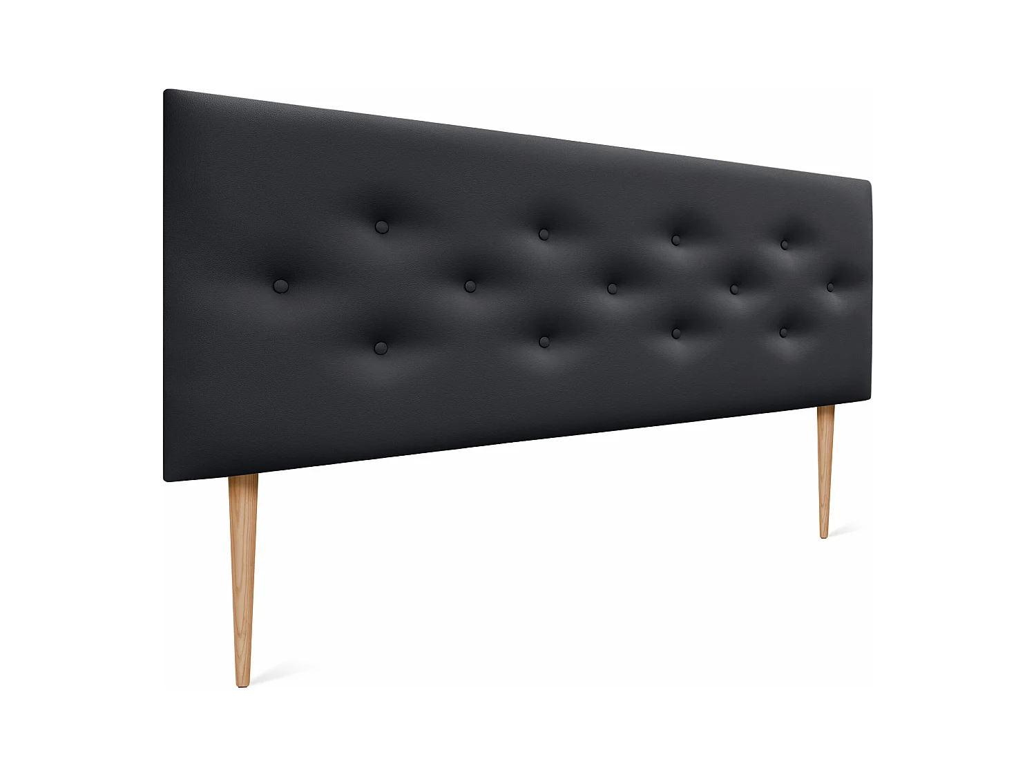 DHOME Tête de lit en simili cuir avec 3 rangées de boutons entrelacés Tête de lit rembourrée pour lit de luxe (Noir, 135cm)