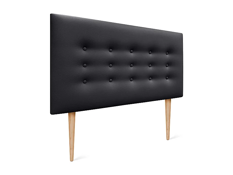 DHOME Tête de lit en simili cuir avec 3 rangées de boutons Tête de lit rembourrée pour lit de luxe (Noir, 110cm)