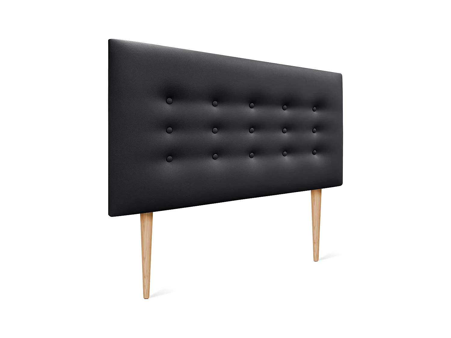 DHOME Tête de lit en simili cuir avec 3 rangées de boutons Tête de lit rembourrée pour lit de luxe (Noir, 110cm)