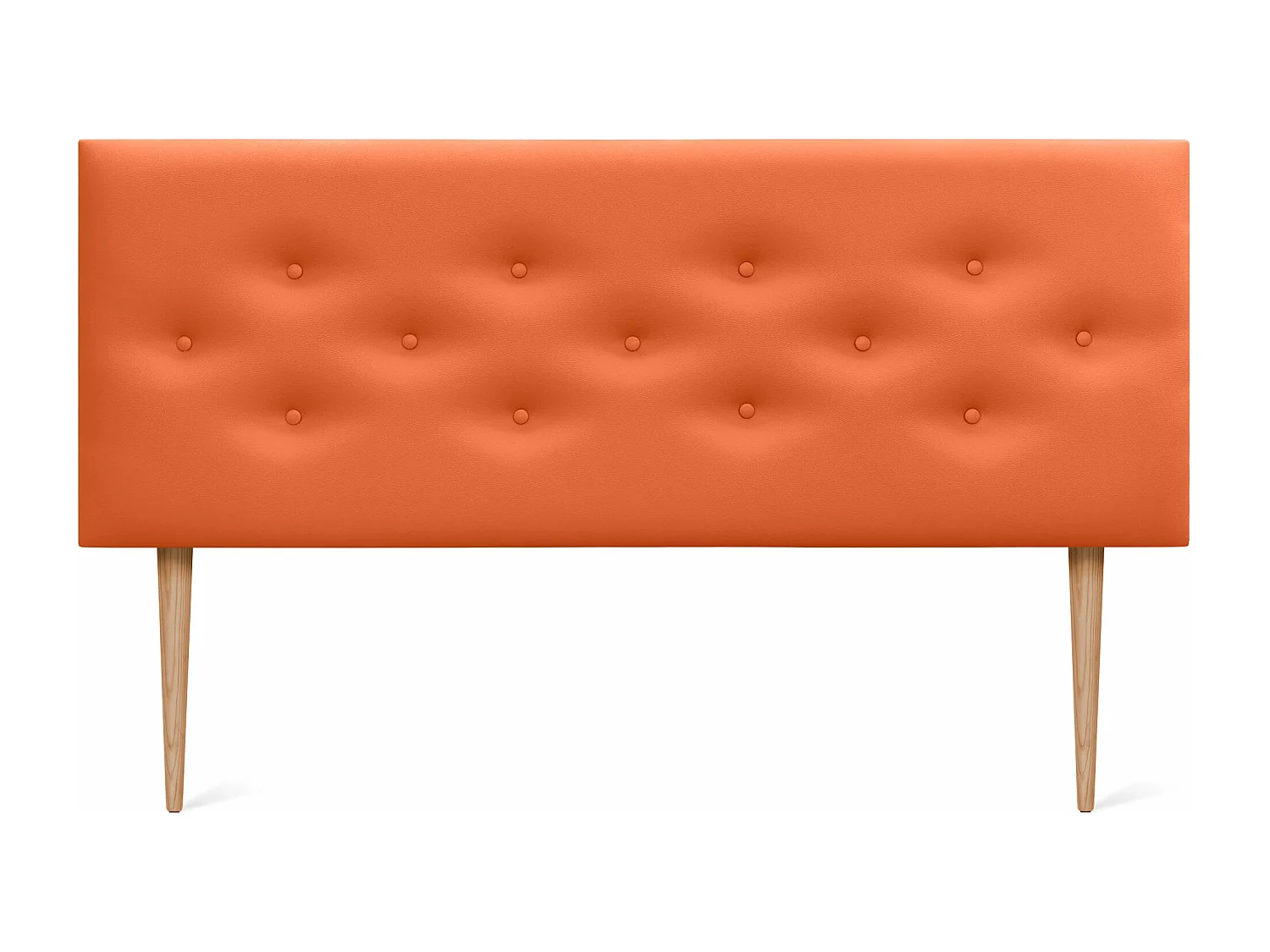 DHOME Tête de lit en simili cuir avec 3 rangées de boutons entrelacés Tête de lit rembourrée pour lit de luxe (Orange, 135cm)