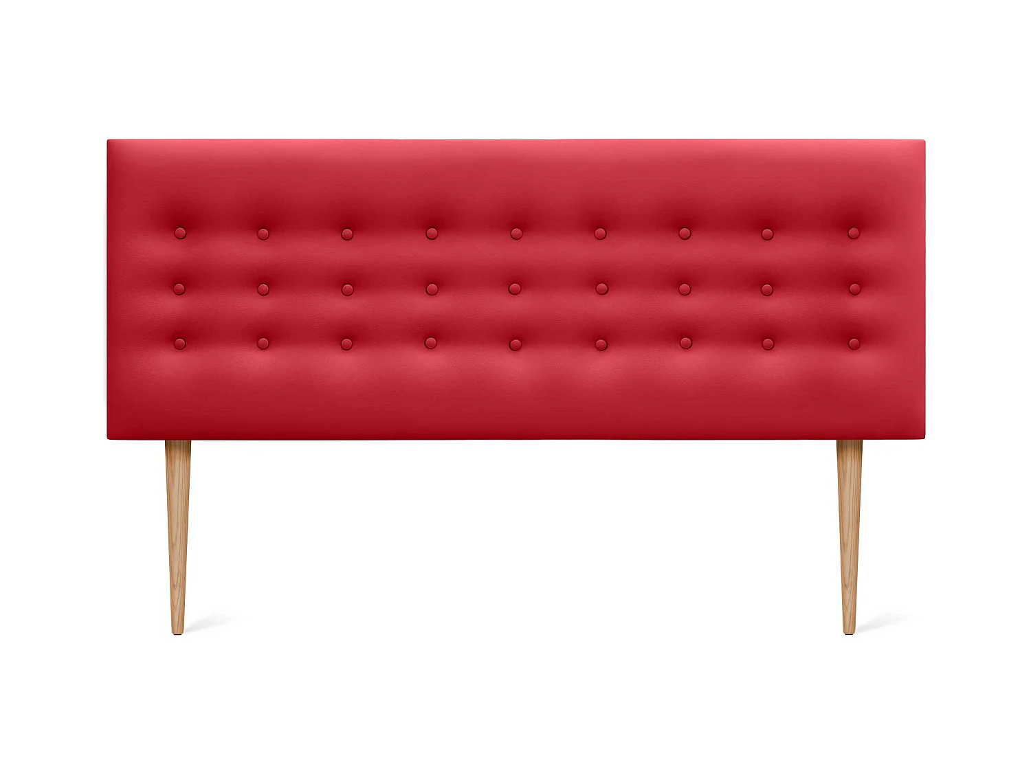 DHOME Testiera in ecopelle con 3 file di bottoni Testiera imbottita per letto di lusso (Rosso, 150cm)