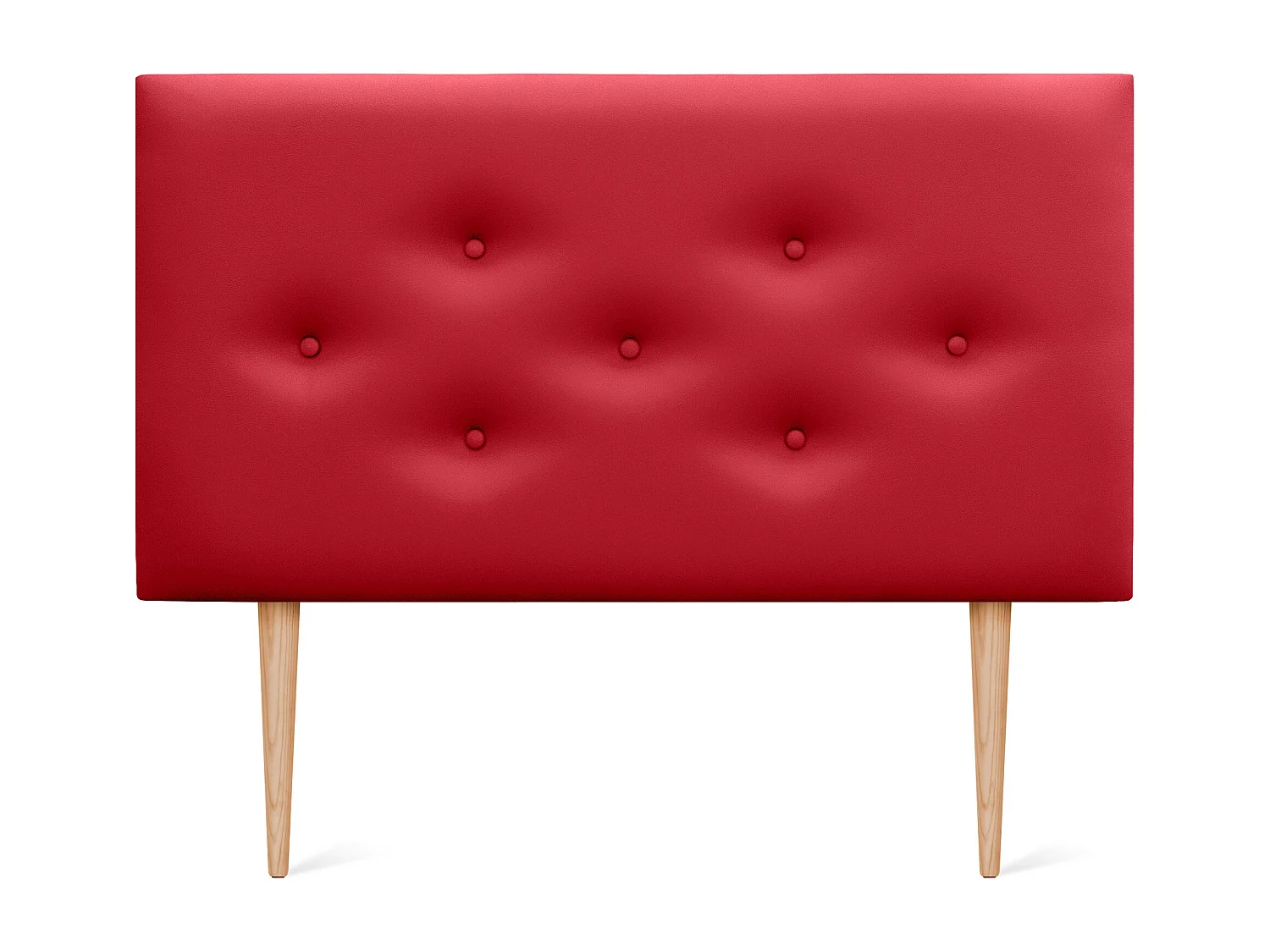 DHOME Cabeceira em couro sintético com 3 fileiras de botões entrelaçados Cabeceira estofada para cama de luxo (Vermelho, 90cm)