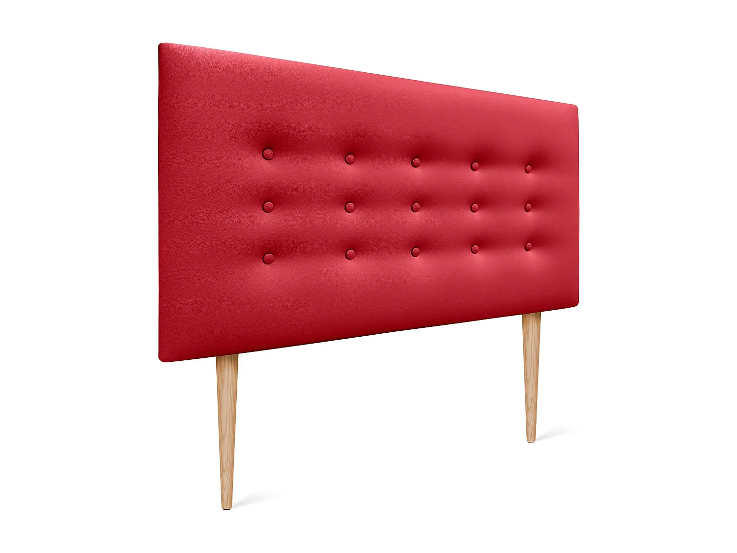 DHOME Testiera in ecopelle con 3 file di bottoni Testiera imbottita per letto di lusso (Rosso, 110cm)