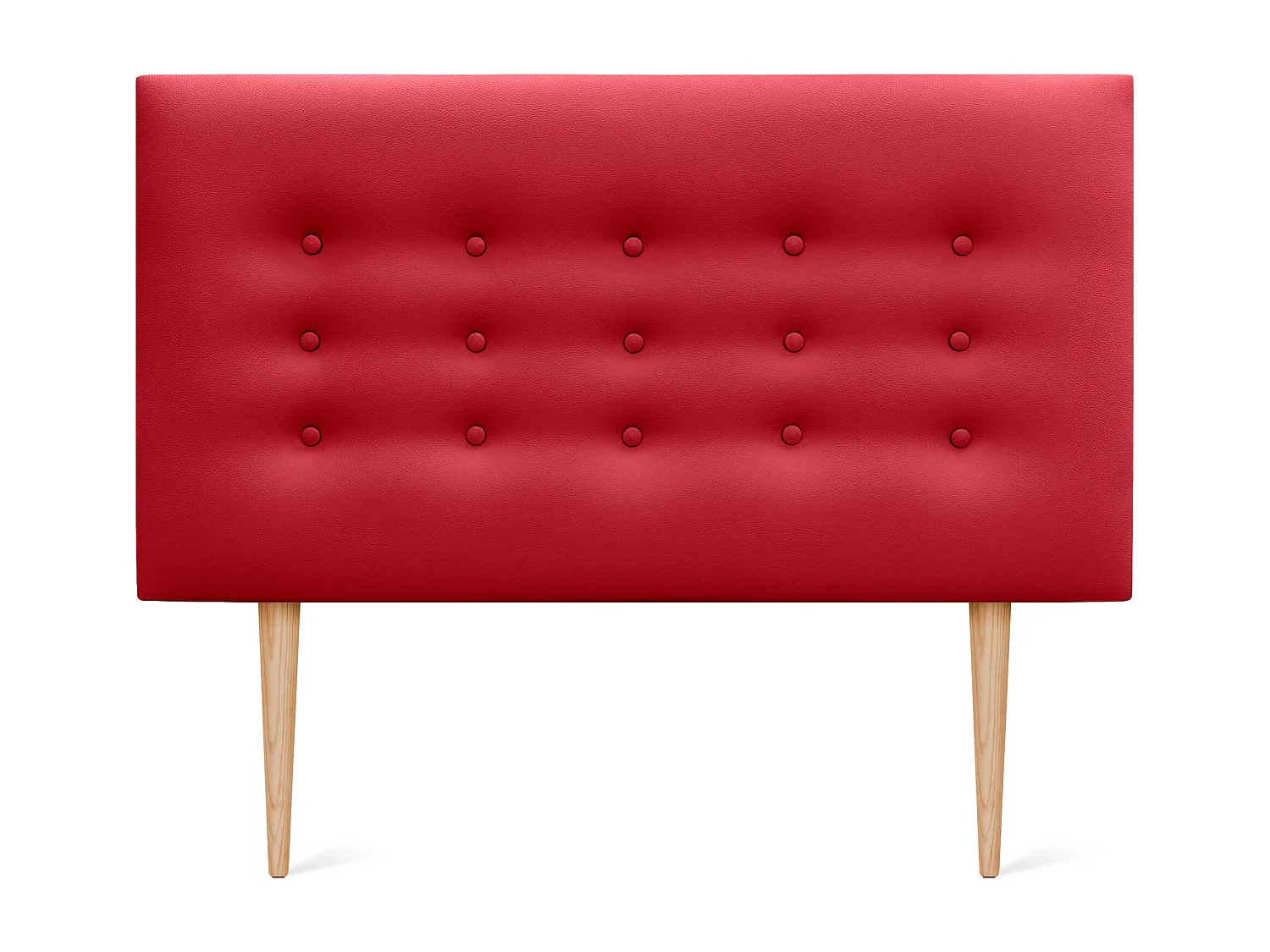 DHOME Testiera in ecopelle con 3 file di bottoni Testiera imbottita per letto di lusso (Rosso, 110cm)