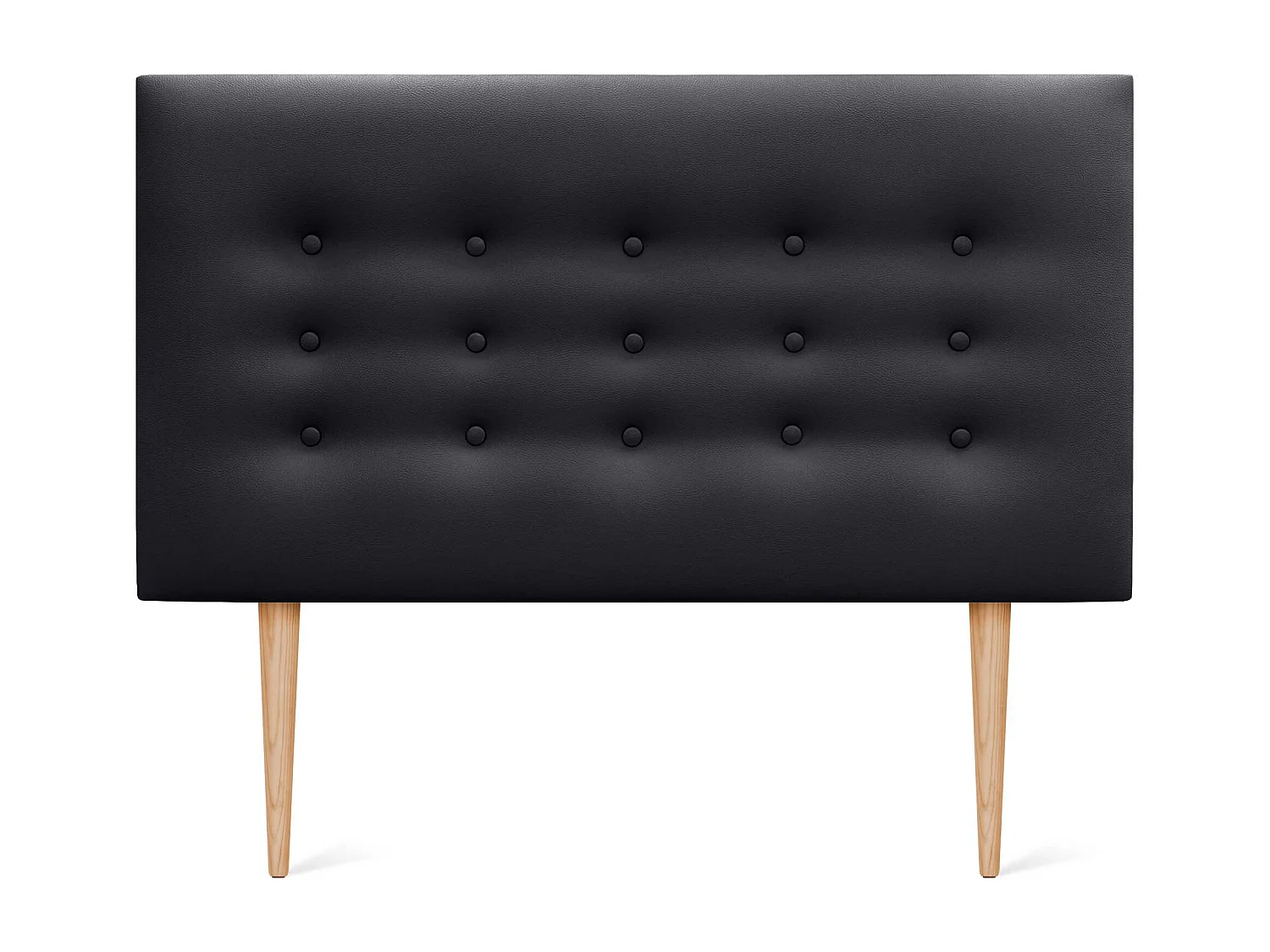 DHOME Tête de lit en simili cuir avec 3 rangées de boutons Tête de lit rembourrée pour lit de luxe (Noir, 90cm)