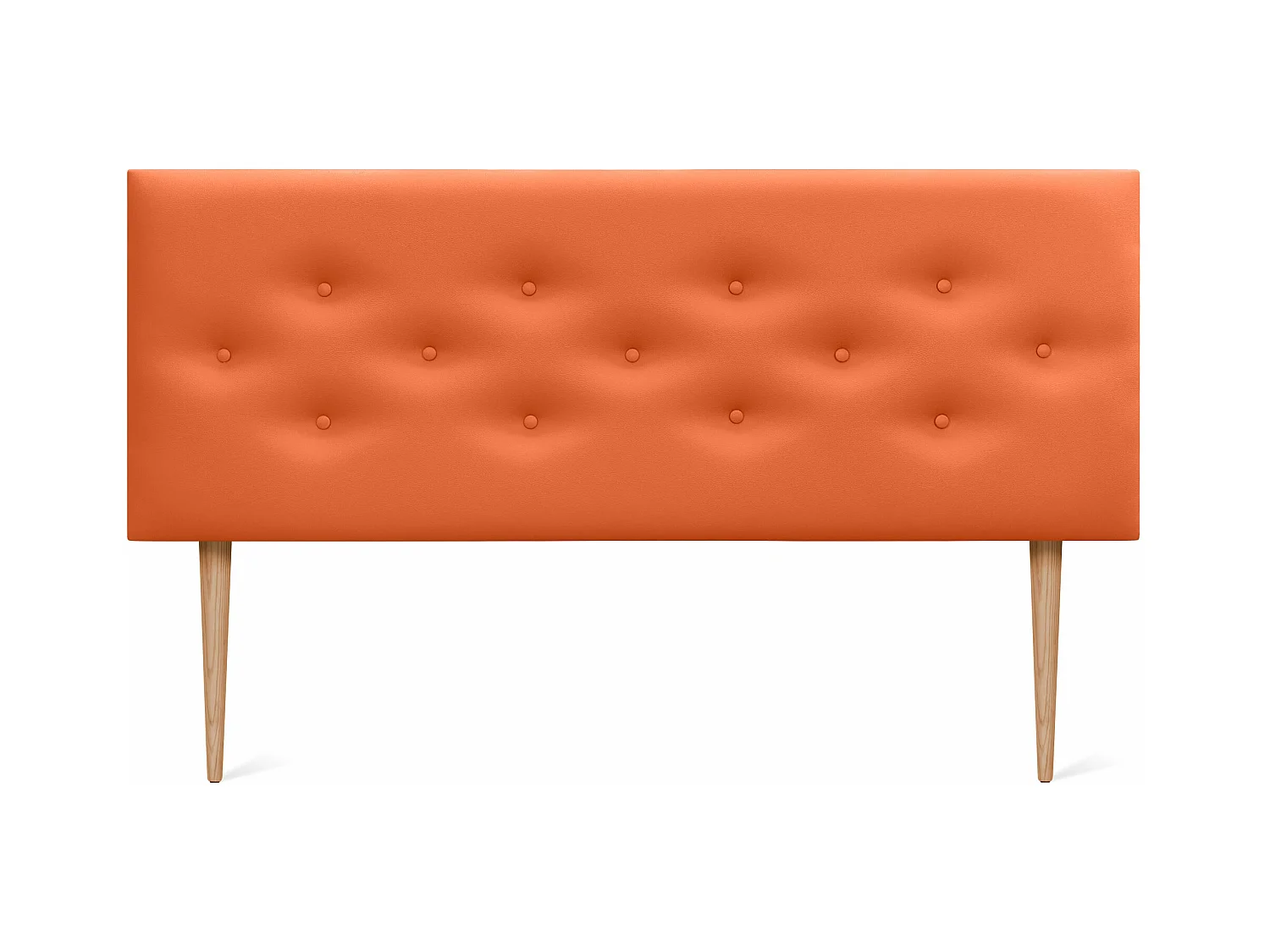 DHOME Tête de lit en simili cuir avec 3 rangées de boutons entrelacés Tête de lit rembourrée pour lit de luxe (Orange, 145cm)