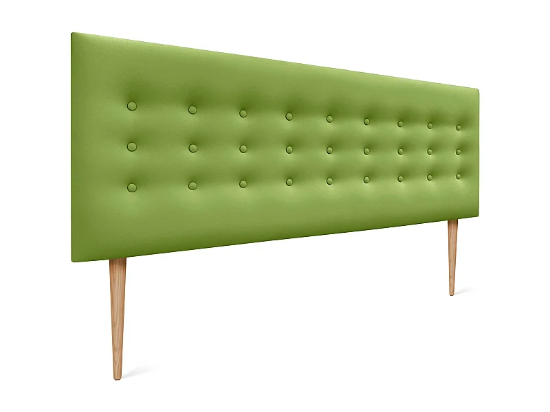DHOME Testiera in ecopelle con 3 file di bottoni Testiera imbottita per letto di lusso (Verde, 135cm)