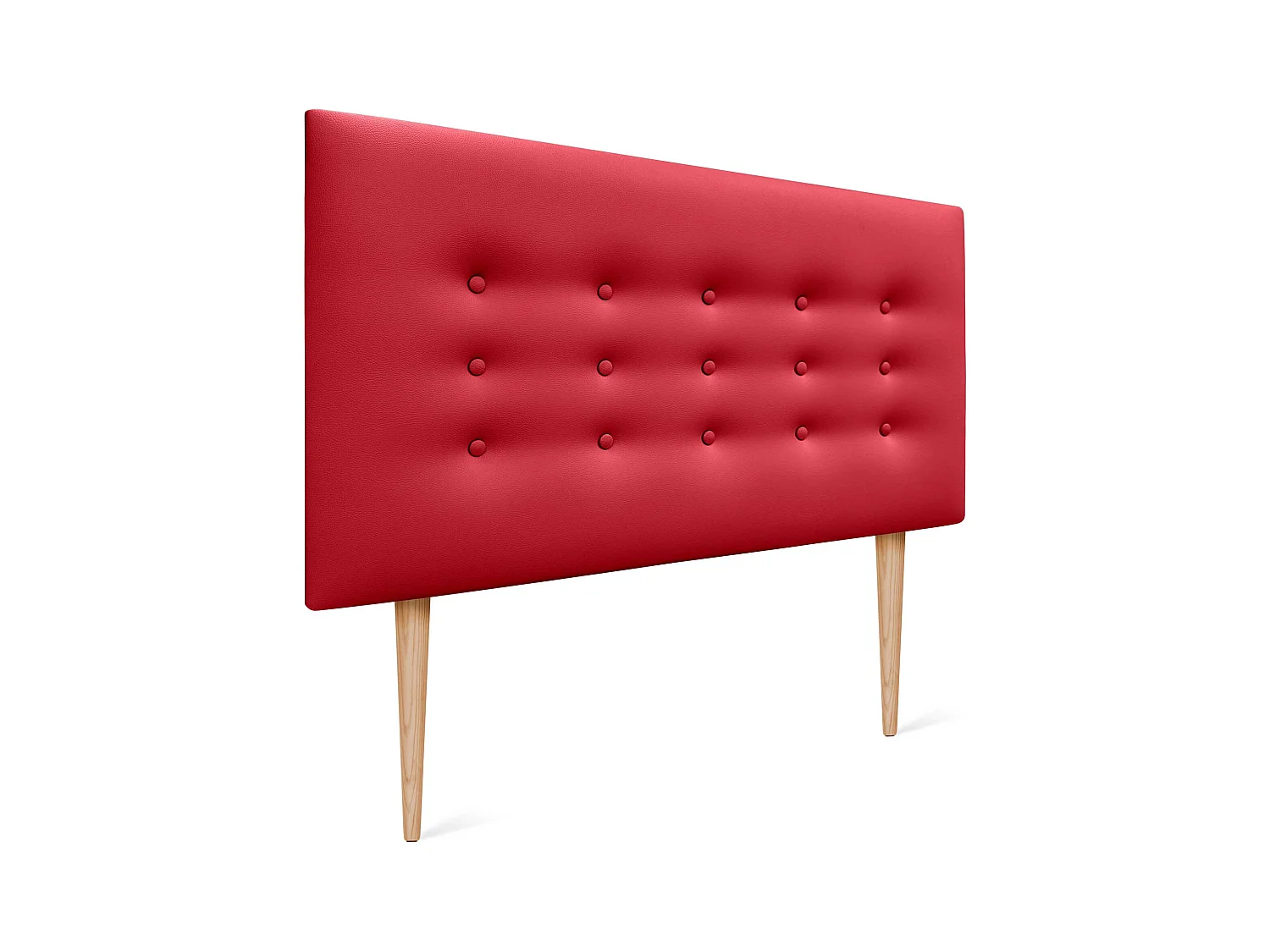 DHOME Kopfteil de Kunstleder mit 3 Knopfreihen und Beinen gepolstertes luxuriöses Bettkopfteil (Rojo, 105cm)