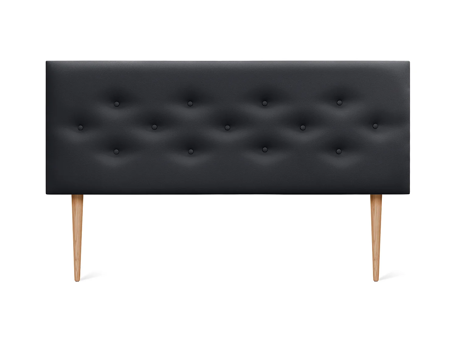 DHOME Tête de lit en simili cuir avec 3 rangées de boutons entrelacés Tête de lit rembourrée pour lit de luxe (Noir, 145cm)