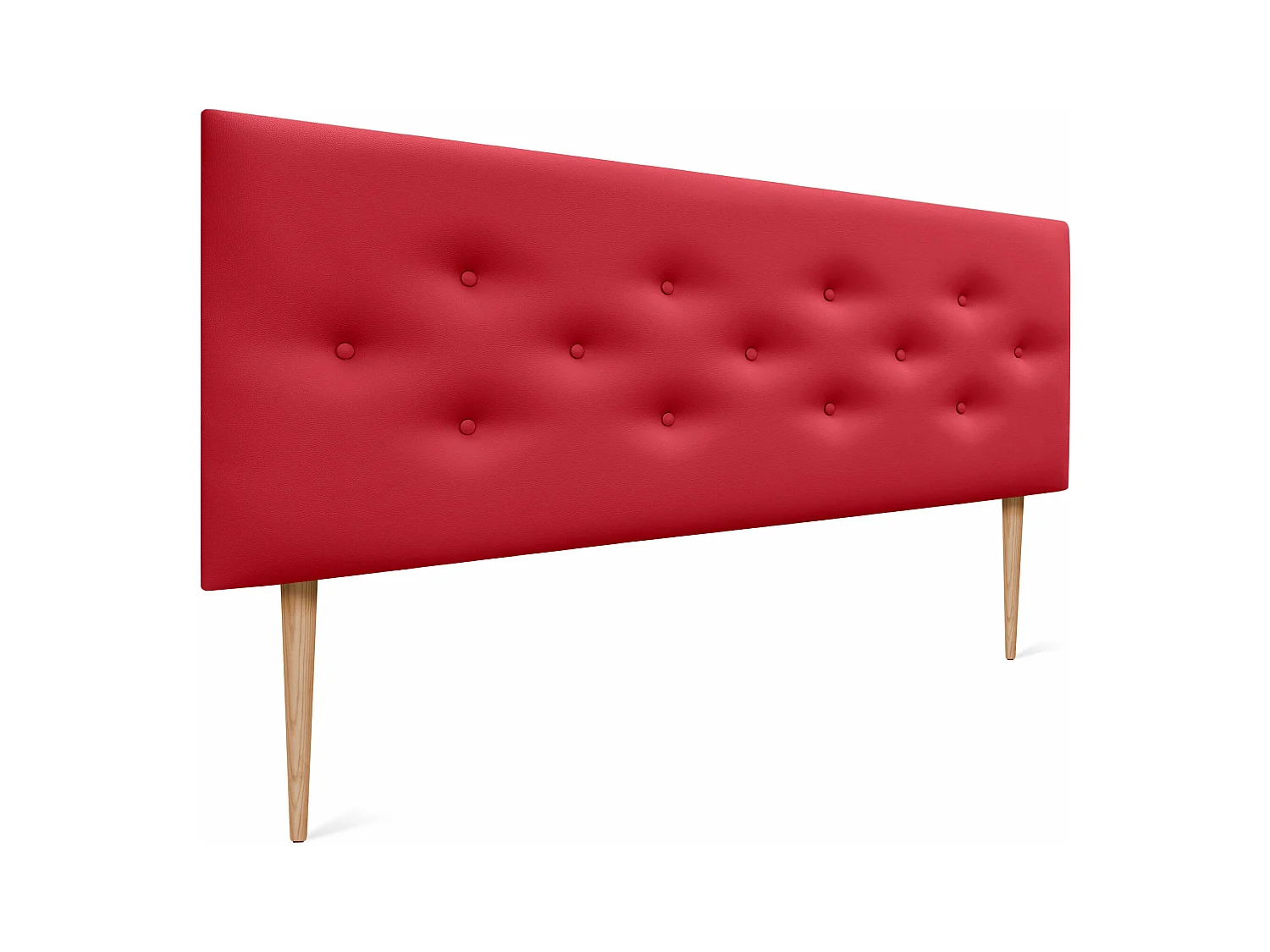DHOME Tête de lit en simili cuir avec 3 rangées de boutons entrelacés Tête de lit rembourrée pour lit de luxe (Rouge, 135cm)