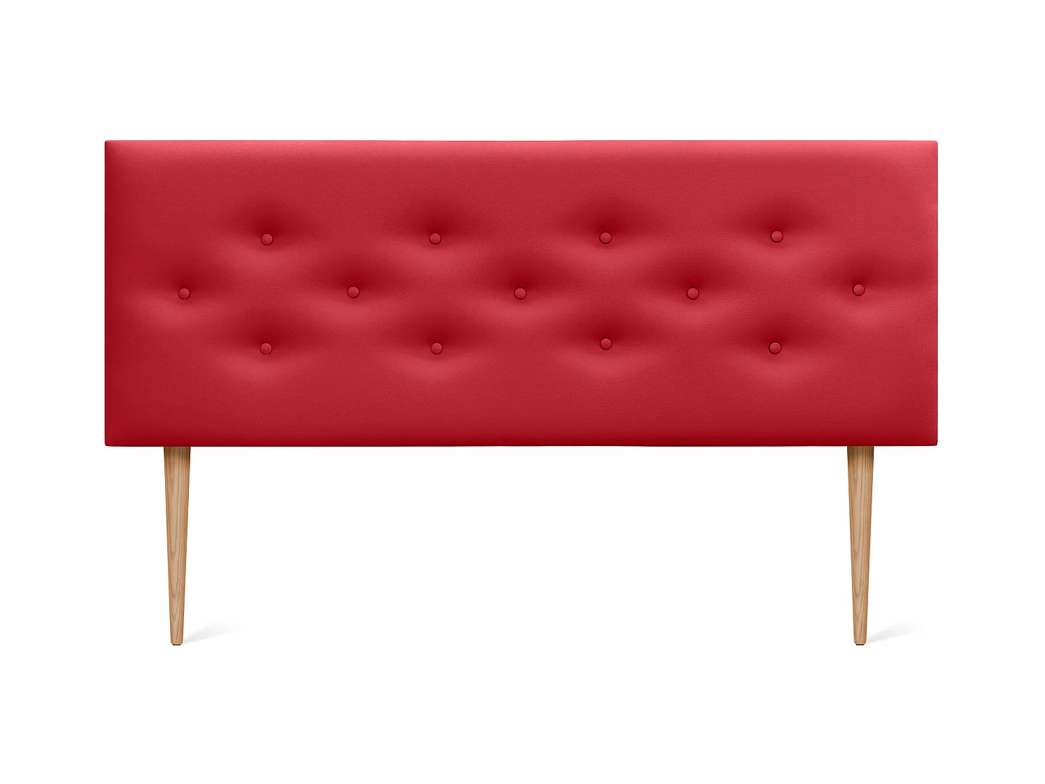 DHOME Tête de lit en simili cuir avec 3 rangées de boutons entrelacés Tête de lit rembourrée pour lit de luxe (Rouge, 150cm)