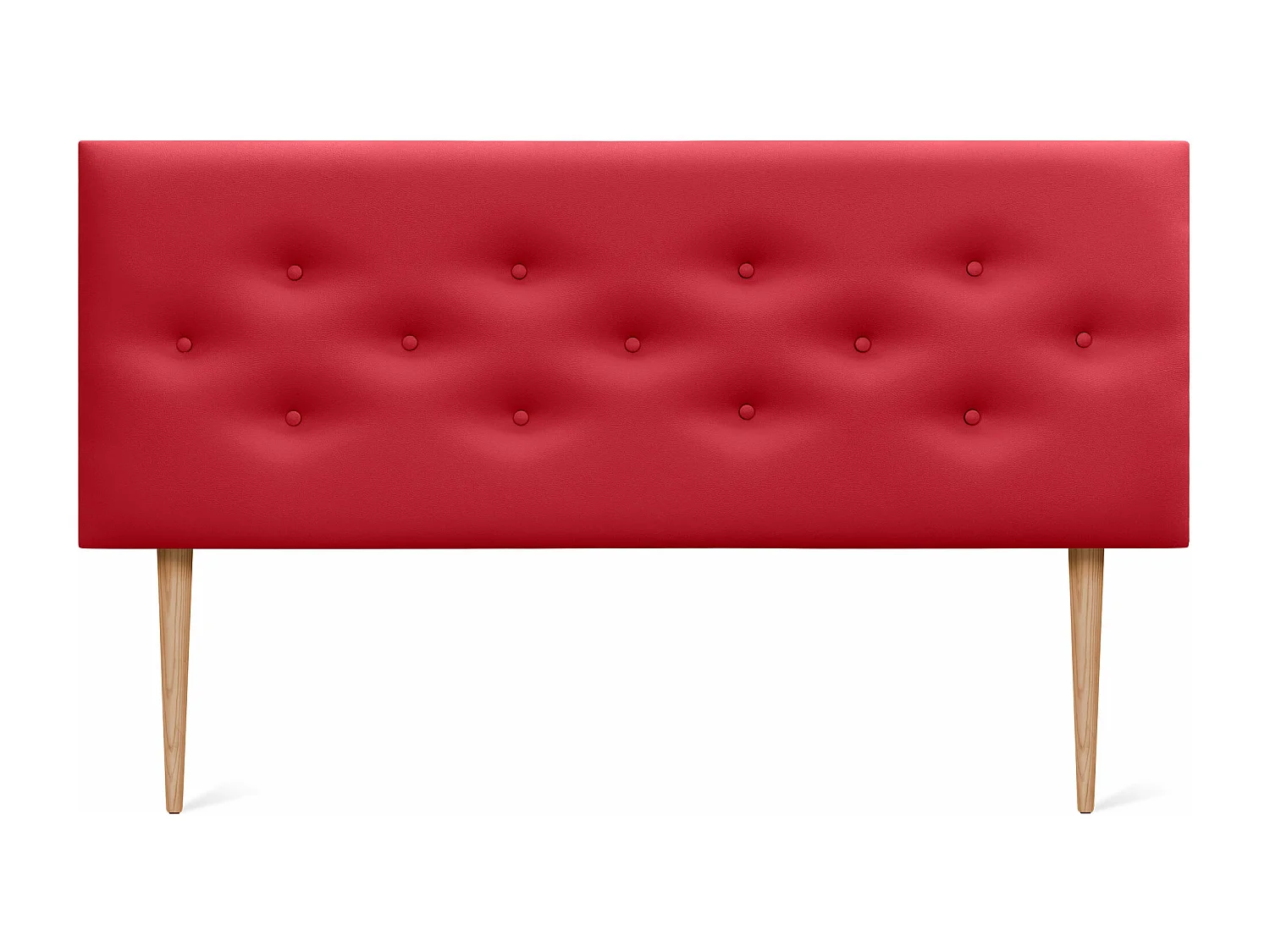 DHOME Tête de lit en simili cuir avec 3 rangées de boutons entrelacés Tête de lit rembourrée pour lit de luxe (Rouge, 150cm)
