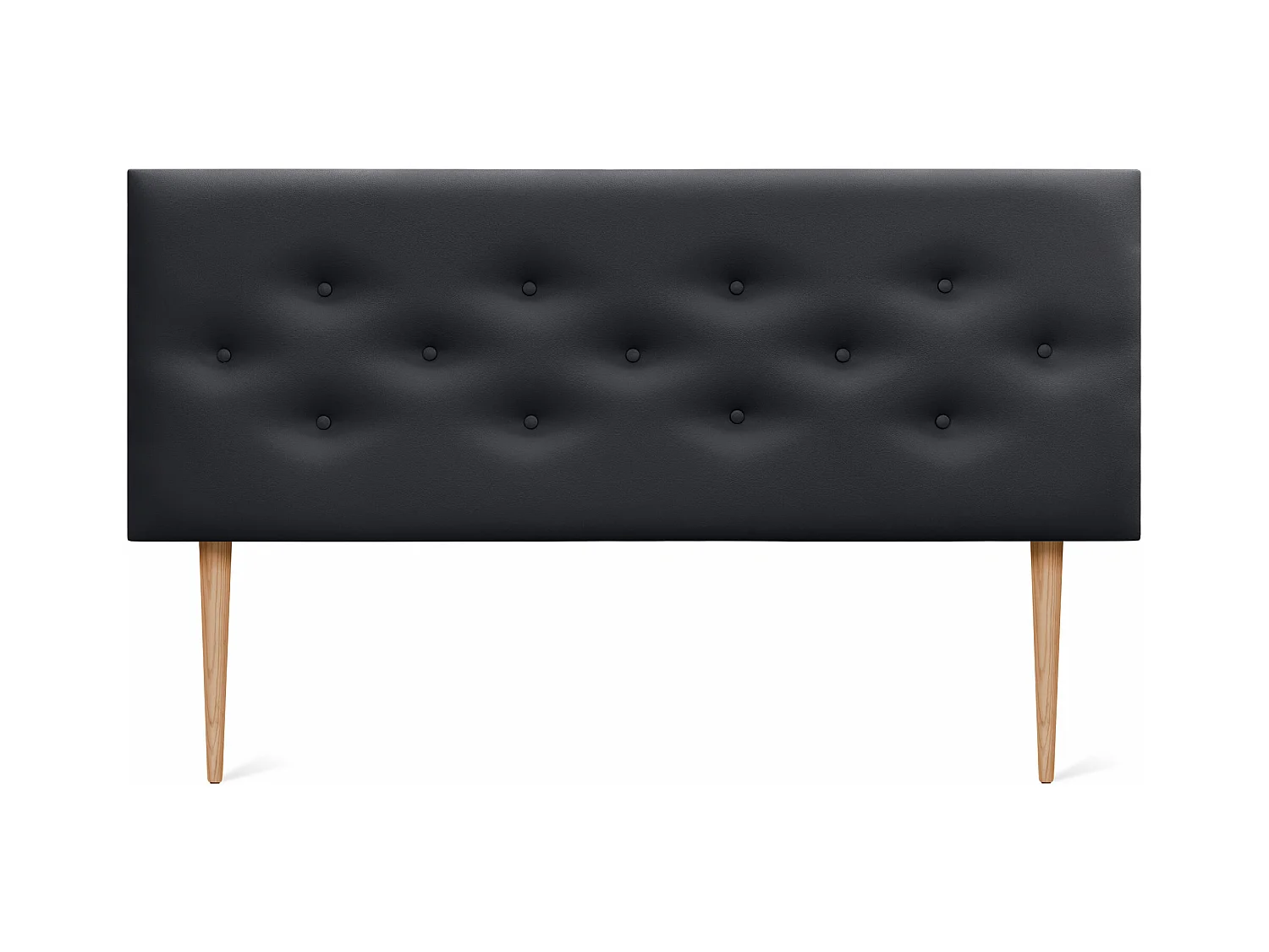 DHOME Tête de lit en simili cuir avec 3 rangées de boutons entrelacés Tête de lit rembourrée pour lit de luxe (Noir, 150cm)