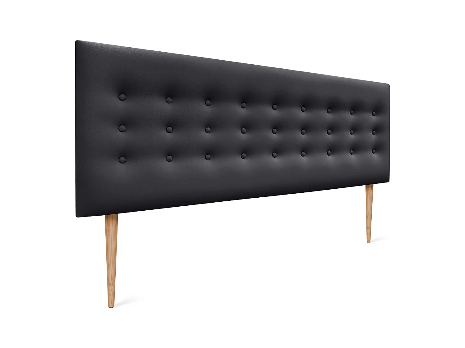 DHOME Tête de lit en simili cuir avec 3 rangées de boutons Tête de lit rembourrée pour lit de luxe (Noir, 150cm)