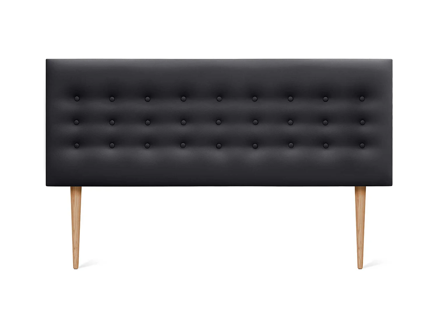 DHOME Tête de lit en simili cuir avec 3 rangées de boutons Tête de lit rembourrée pour lit de luxe (Noir, 150cm)