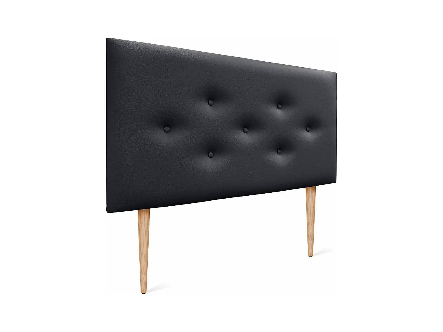 DHOME Tête de lit en simili cuir avec 3 rangées de boutons entrelacés Tête de lit rembourrée pour lit de luxe (Noir, 95cm)