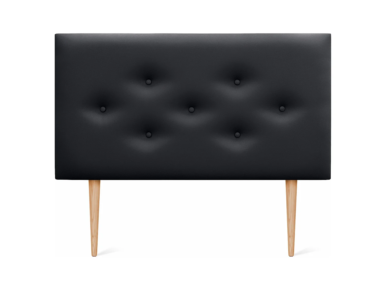 DHOME Tête de lit en simili cuir avec 3 rangées de boutons entrelacés Tête de lit rembourrée pour lit de luxe (Noir, 95cm)