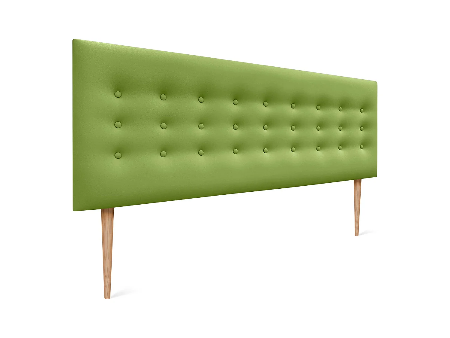 DHOME Tête de lit en simili cuir avec 3 rangées de boutons Tête de lit rembourrée pour lit de luxe (Vert, 145cm)
