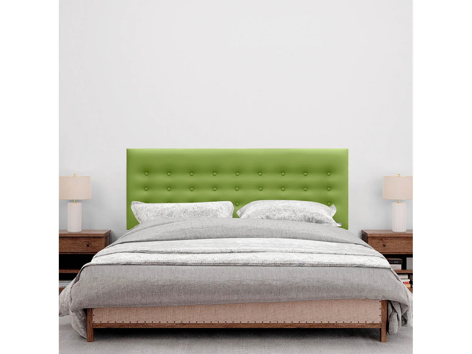 DHOME Tête de lit en simili cuir avec 3 rangées de boutons Tête de lit rembourrée pour lit de luxe (Vert, 160cm)