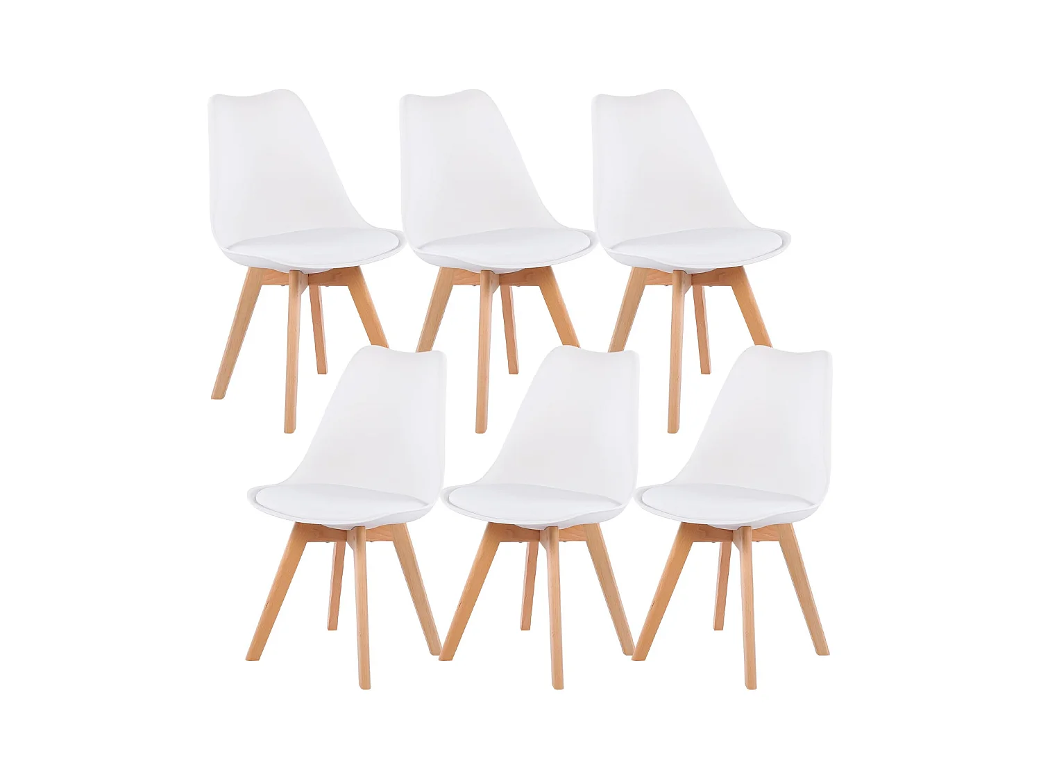6× chaises de salle à manger design contemporain scandinave-blanc