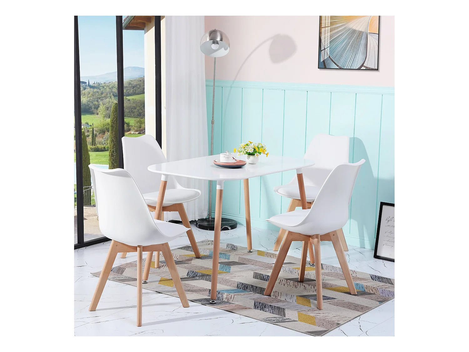 6× chaises de salle à manger design contemporain scandinave-blanc