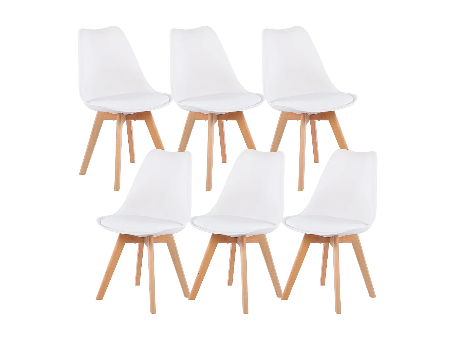 6× chaises de salle à manger design contemporain scandinave-blanc
