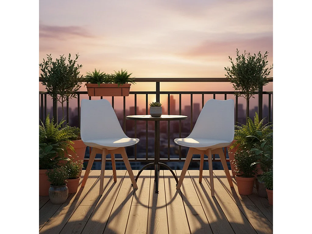 2 pièce chaise de cuisine salle à manger design scandinave assise rembourrée pieds en bois de hêtre massif - blanc