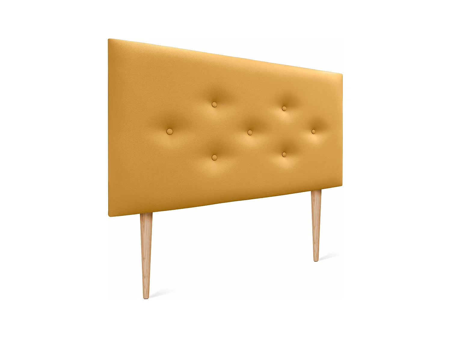 DHOME Tête de lit en simili cuir avec 3 rangées de boutons entrelacés Tête de lit rembourrée pour lit de luxe (Moutarde, 90cm)