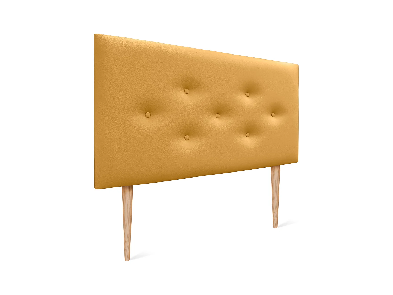 DHOME Tête de lit en simili cuir avec 3 rangées de boutons entrelacés Tête de lit rembourrée pour lit de luxe (Moutarde, 95cm)