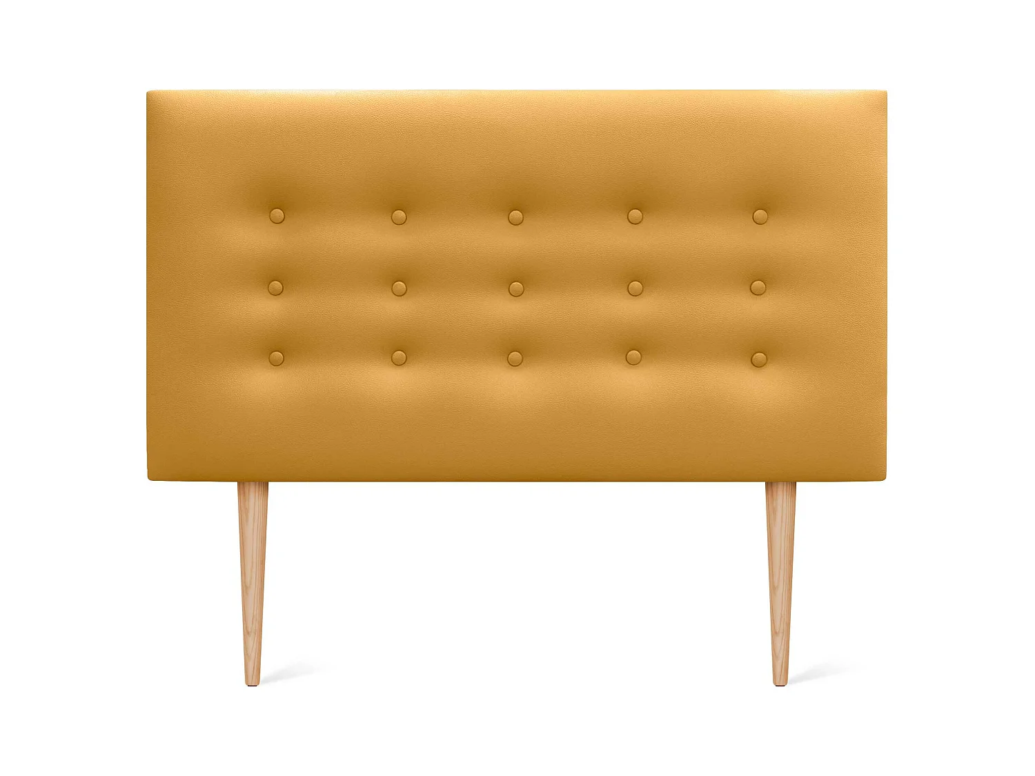 DHOME Kopfteil de Kunstleder mit 3 Knopfreihen und Beinen gepolstertes luxuriöses Bettkopfteil (Mostaza, 105cm)