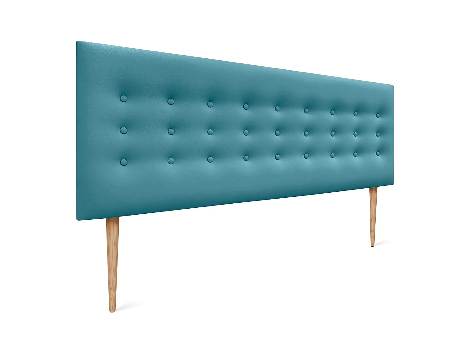 DHOME Tête de lit en simili cuir avec 3 rangées de boutons Tête de lit rembourrée pour lit de luxe (Turquoise, 145cm)
