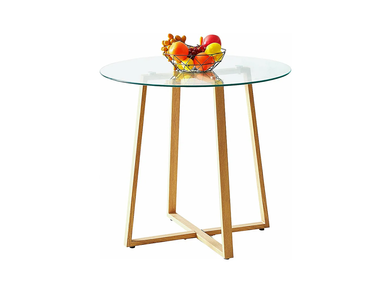 Table à Manger Ronde en Verre avec Pieds en Métal - 80 x 80 x 75 cm - Transparente